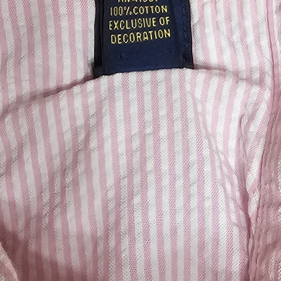 Ralph Lauren Shirt Mens M Short Sleeve Button Down Seersucker Striped Pink - Picture 5 of 9